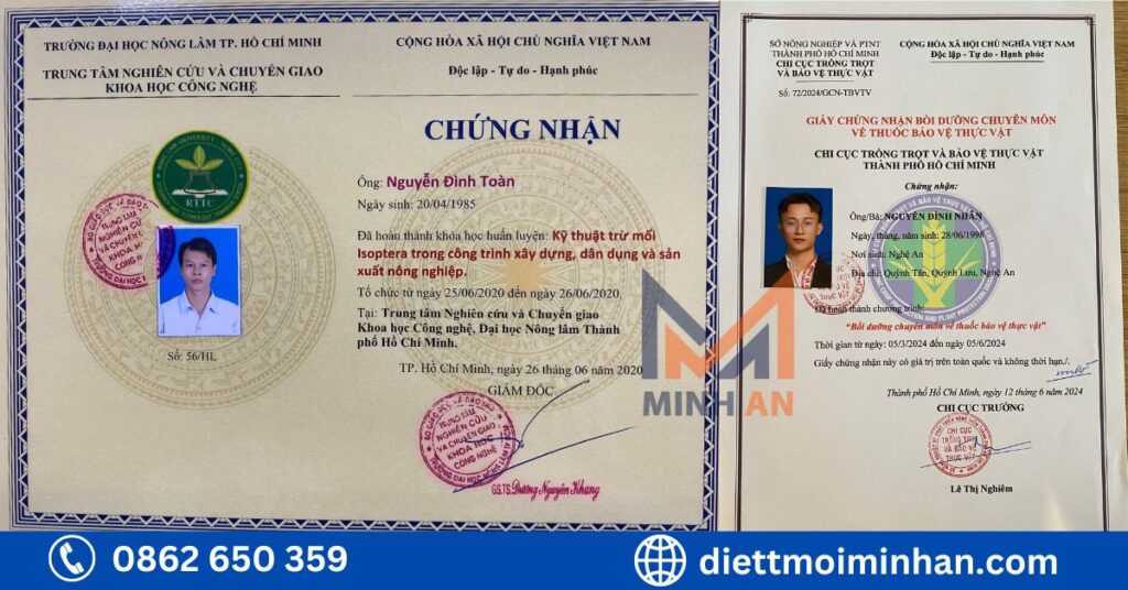 Chứng chỉ diệt mối Minh An